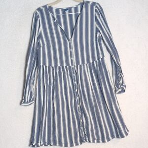 Old Navy Women's Blue & White‎ Striped Button Farmhouse Dress Size S